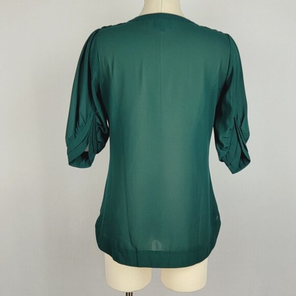 Angie Womens Sheer Tunic Blouse Small Green Career Ethereal Layer Goblin… - Picture 7 of 16